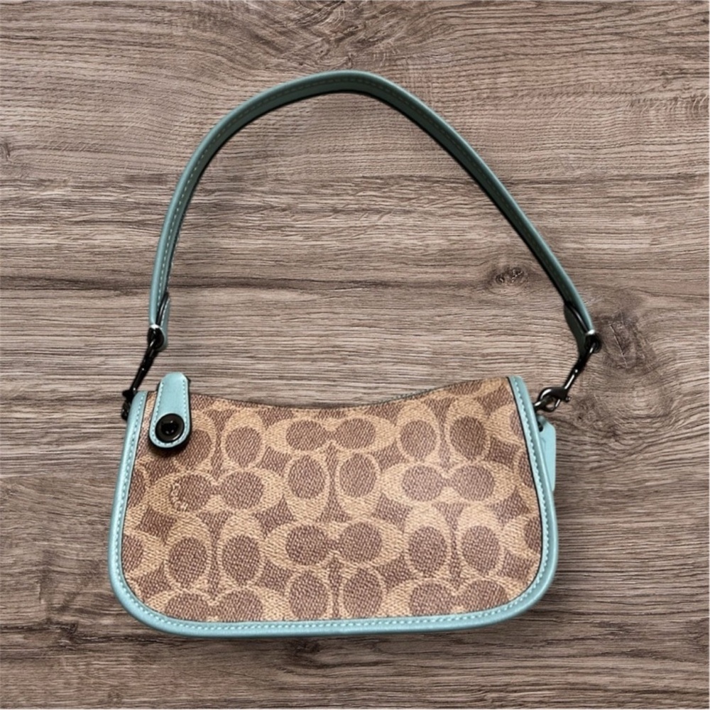 Coach Tan and Blue Signature Bag
